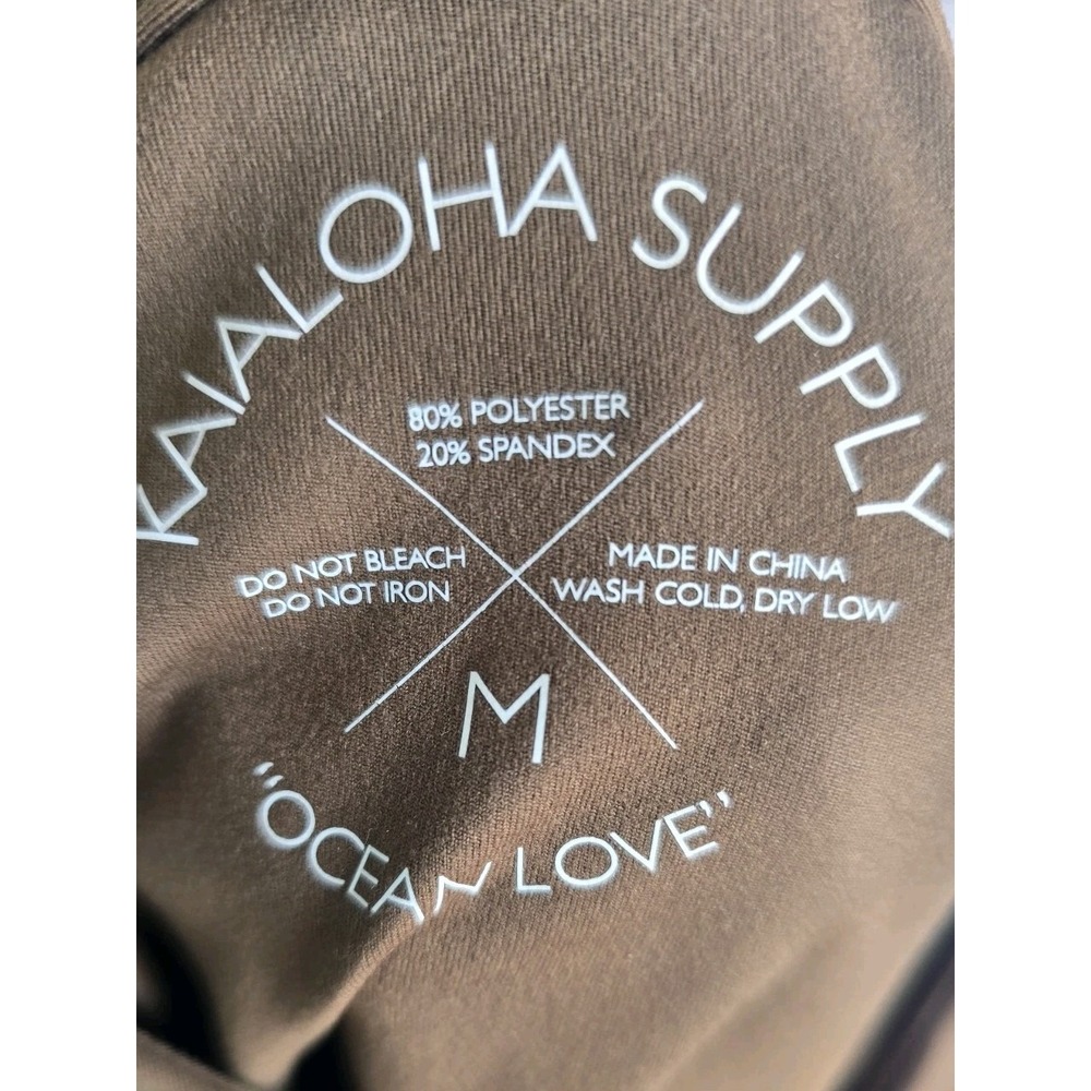 Kai Aloha Supply Hawaii Soft Scuba Drawstring Hoodie Tan Beige Brown Size Medium - Picture 7 of 10